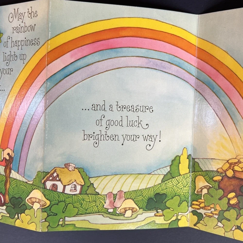 VTG St Patrick's Day Greeting Cards Set 3 Unused Rainbow Leprechaun Mary Grace